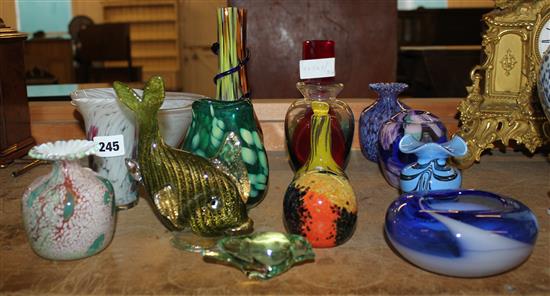 Collection of mixed studio glass vases